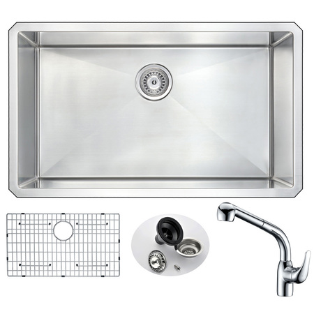 ANZZI Vanguard Undermount 32" Kitchen Sink with Harbour Faucet in Chrome KAZ3219-040